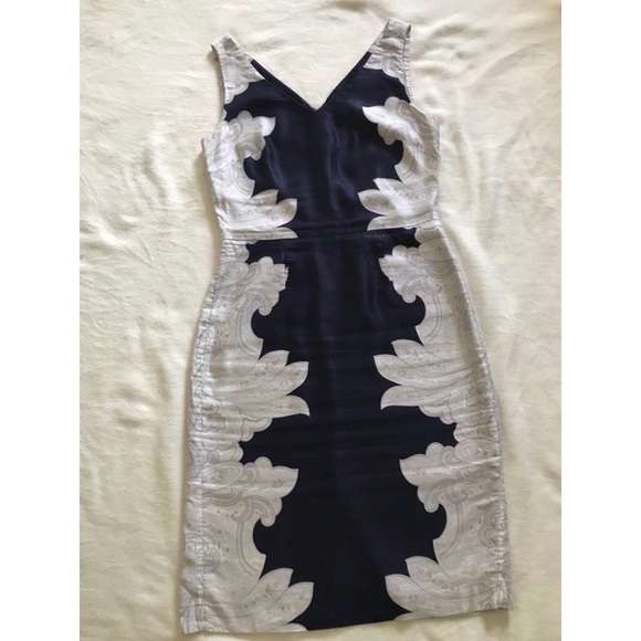 Banana Republic Navy White Paisley Sheath Dress - Picture 2 of 4